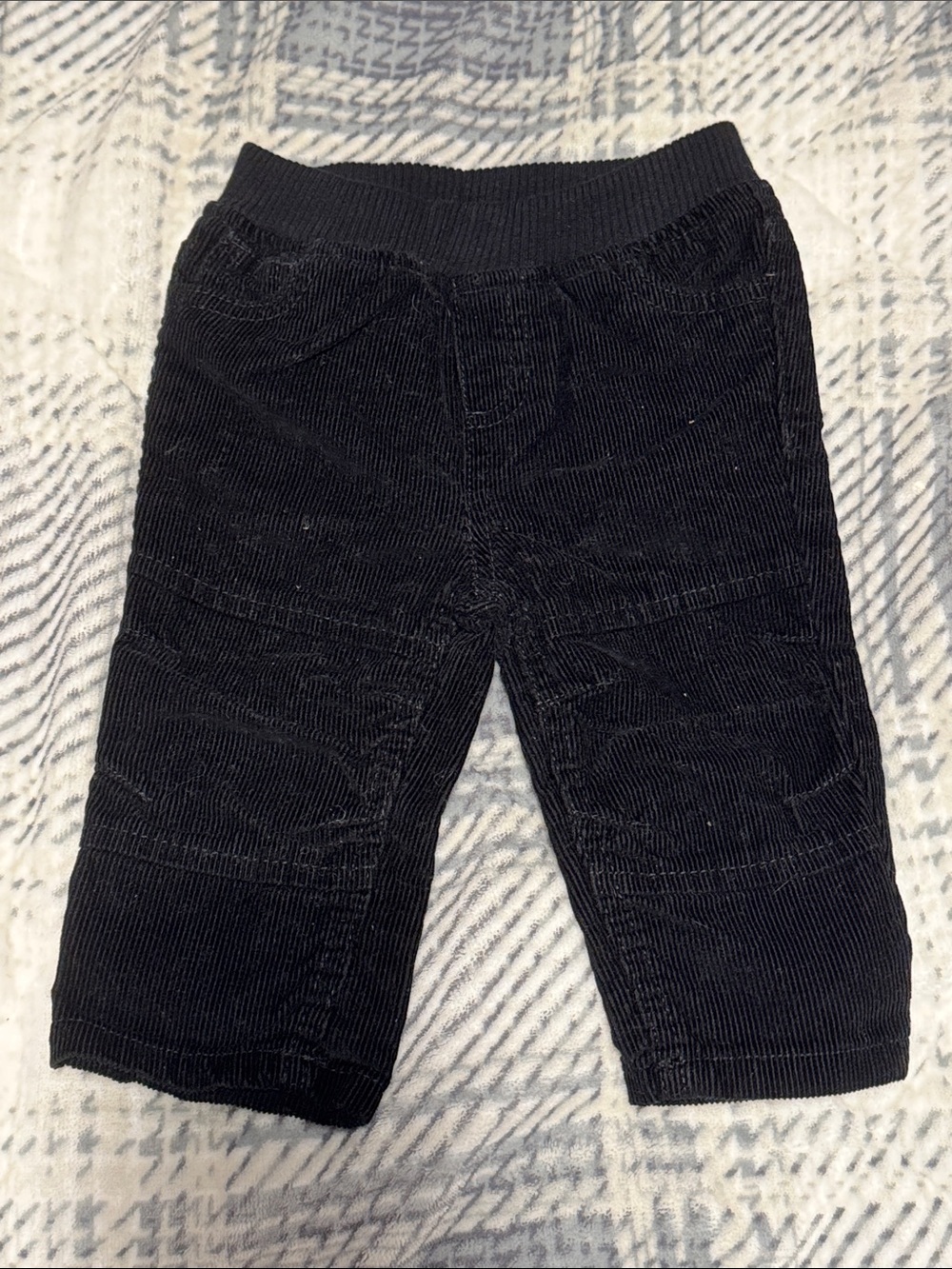 Baby Black Corduroy Pull-On Pants
